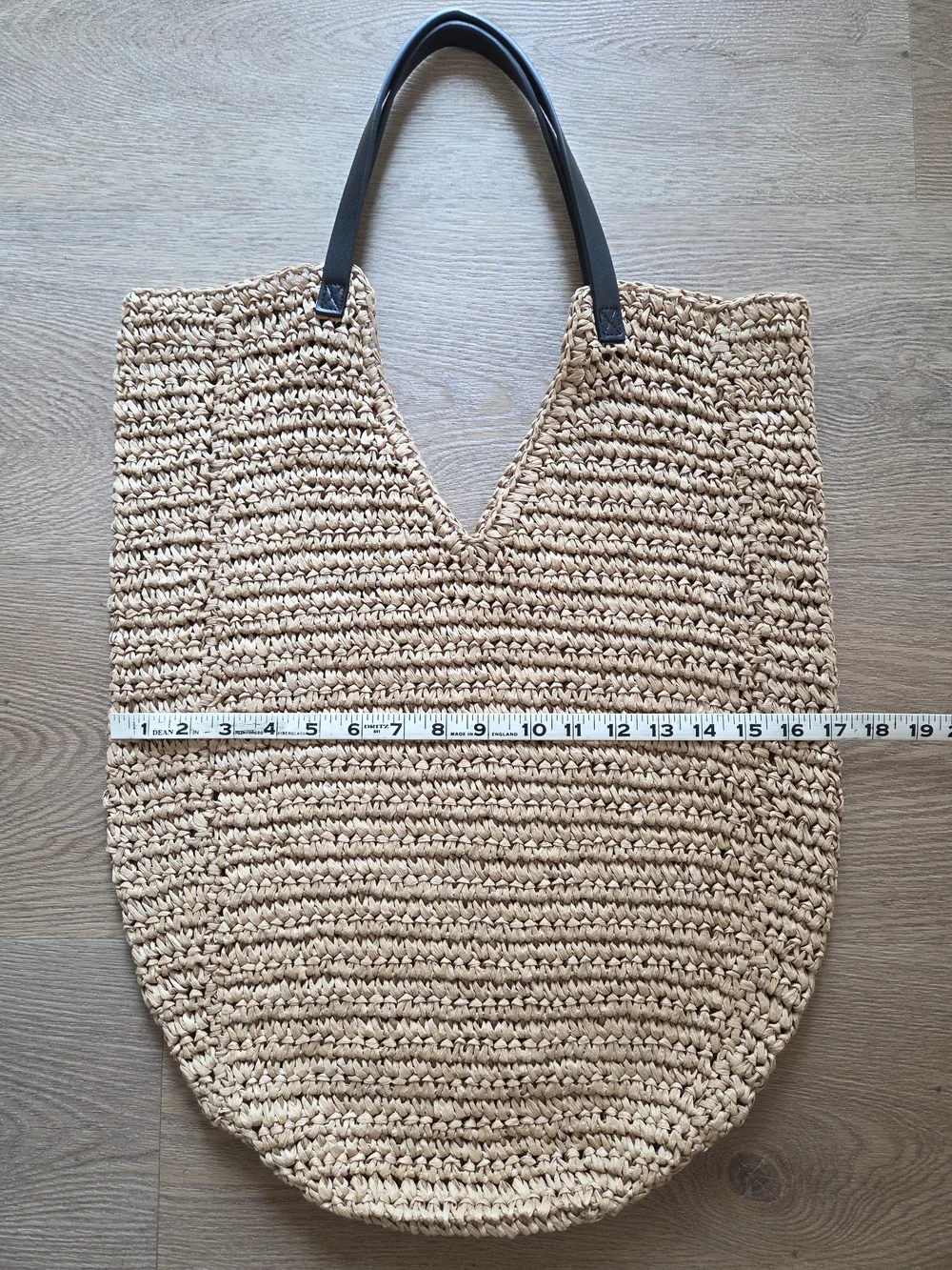 Banana Republic Woven Straw Tote Bag with Black Leather Straps
